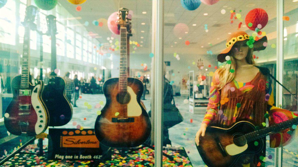 visitanaheim's tweet photo. Even groovy mannequins make it to #NAMMaheim. #NAMM #NAMM2015 @SilvertoneGtrs #guitars #musicians http://t.co/O0UL7SFoXe