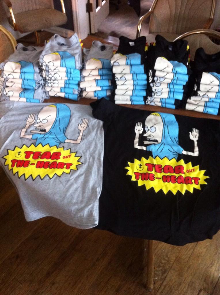 b_rad627's tweet photo. @TearOutTheHeart New shirts are in! Pick one up to wear or wipe your bungholes with on the upcoming tour! http://t.co/T0w9Gs25cx