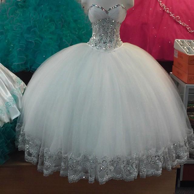 white and silver quinceanera dresses