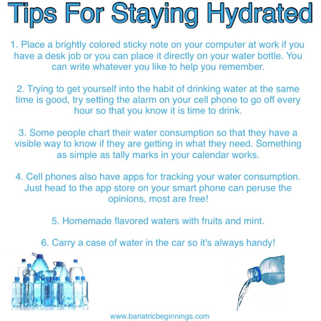BariatricBegin's tweet photo. Tips for staying hydrated! http://t.co/pk1OuyskFT