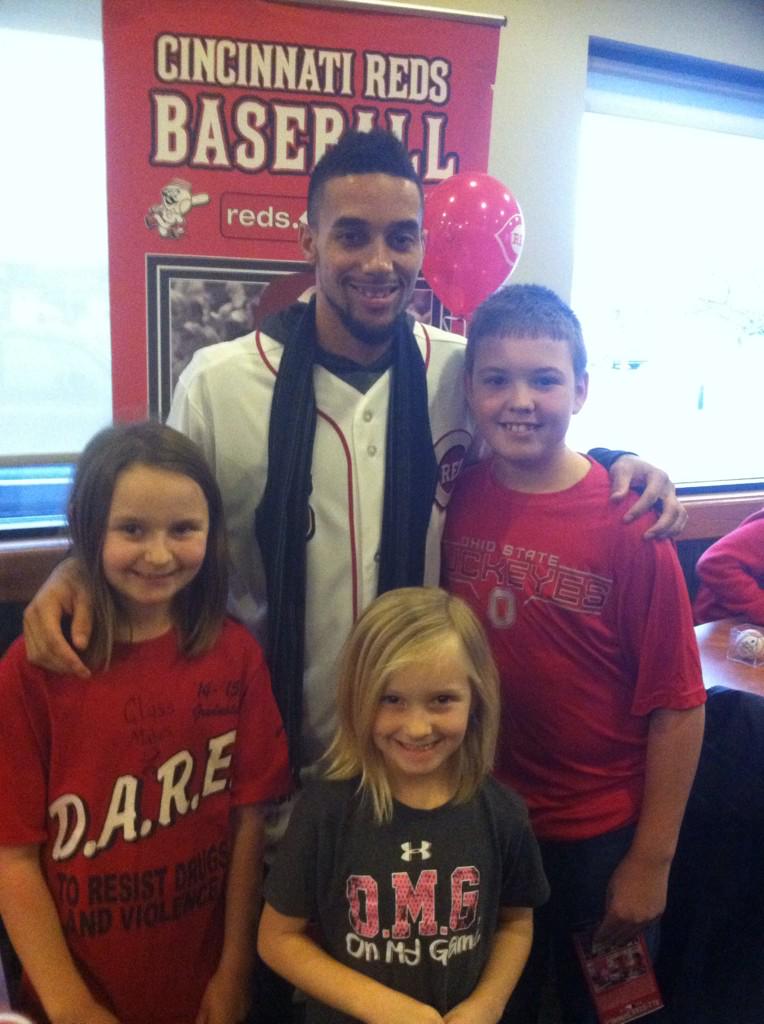 Thanks @BillyHamilton and @Reds  for the picture, our three kids cant stop smiling!!! #FavoriteRedsPlayer