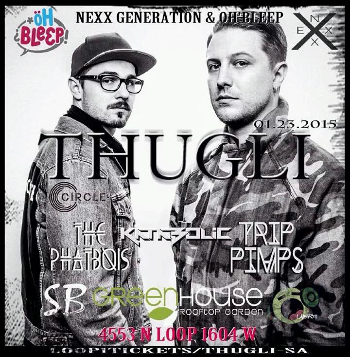 Cydenime's tweet photo. Tomorrow night with sprecial guests @THUGLIMUSIC at #greenhouse 2 min from #utsa @OhBleep #nexxgeneration #lab7311 http://t.co/4zEcqEU9Wh
