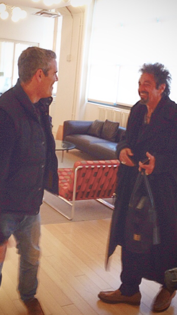 OurAlchemy's tweet photo. @Andy Cohen of @Bravotv meeting Al Pacino at @WNYC's @LeonardLopate Show! #TheHumbling #InTheatersTOMORROW http://t.co/t9Tg5A3GVM