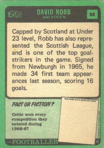 ScotsFootyCards's tweet image. #DavidRobb #Aberdeen 1970