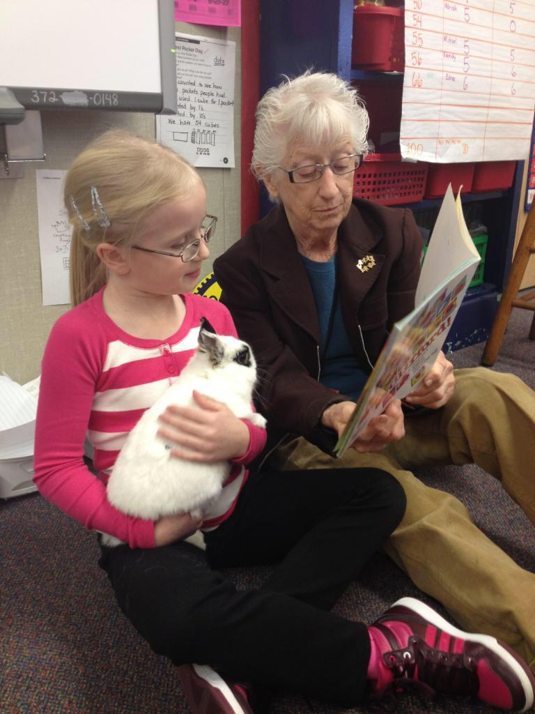Reading to the bunny as a PBIS reward. <a href="/BuncombeSchools/">Buncombe Schools</a>