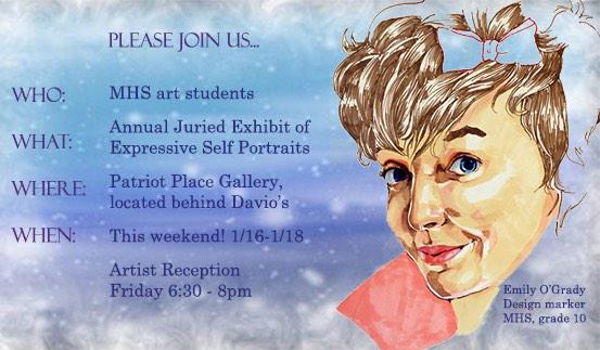 MedfieldNAHS's tweet photo. Come this weekend to the Patriots Place Gallery to support MHS art students! Artist reception is this Friday 6:30-8pm http://t.co/bPEFnxtjKo