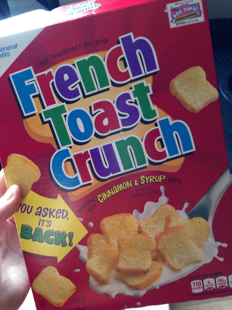 BoDezy's tweet photo. Yaaaaaassssss. My dreams finally came true guys! It's back. #FrenchToastCrunchIsBack http://t.co/wyAXKVwXCK