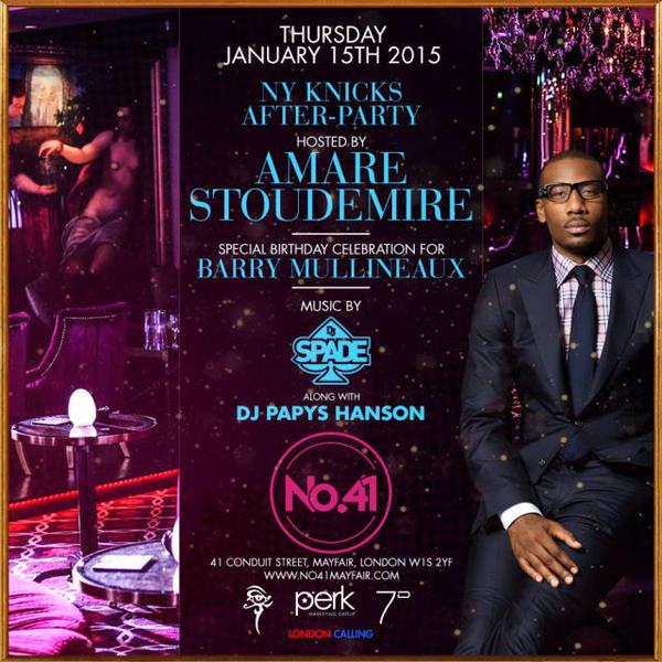 ClubHostApp's tweet photo. #London - Tonight @no41mayfair welcomes the #NBA with @Amareisreal and @DJSpadeNYC! http://t.co/PsAXw74kRZ