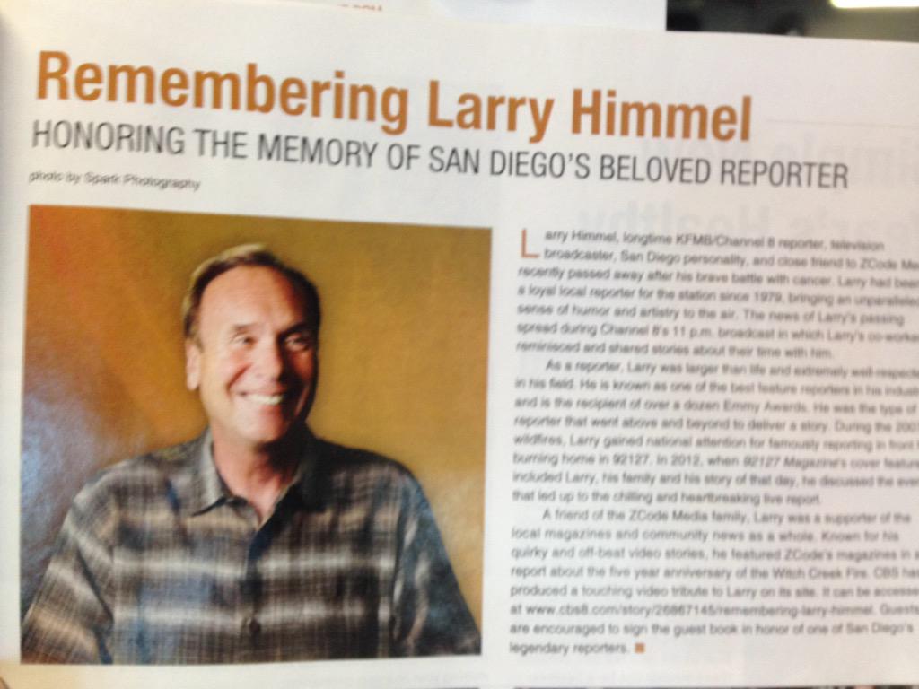 angieleetv's tweet image. "He was larger than life" nice write up about #LarryHimmel @92024Magazine @CBS8 @amillionMiles11 missing him😂