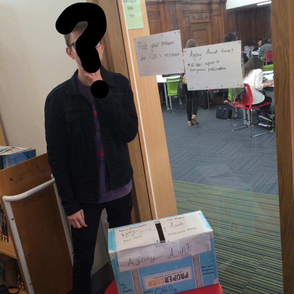 WorldDispatch's tweet image. There is now a box located outside the silent study for any #AgonyAunt questions. #AProblemShared
