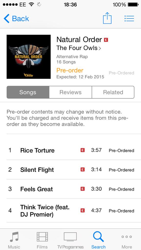 coxomophone's tweet photo. Had to preorder #NaturalOrder after just two tracks, gonna be ace, can't wait #FourOwls #HighFocus http://t.co/PsgZJ5FfZ8