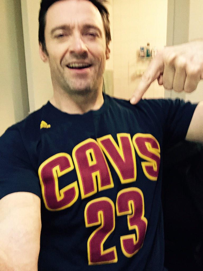 RealHughJackman's tweet photo. Welcome home @KingJames !!! #Cavs #23 http://t.co/X3aduF71xx