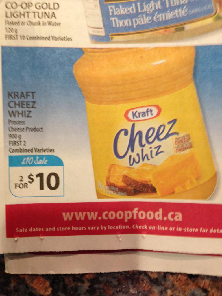 Melly_dub's tweet photo. Deal of the week at Coop! #cheezwhiz Spread the word @deucescourt #townspy :) http://t.co/5P38vNZpDd