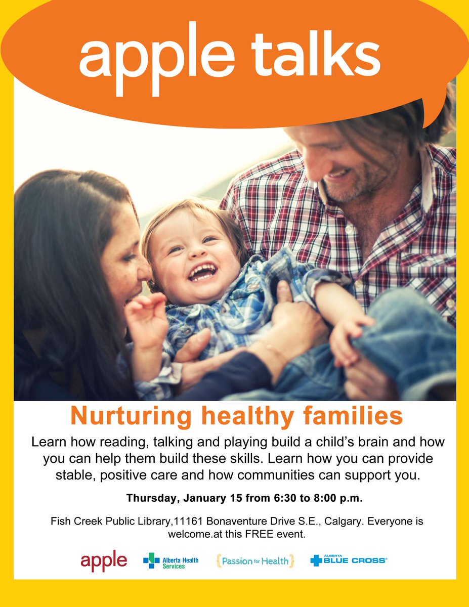 ABBlueCross's tweet image. Parents in ##YYC - join @UCalgary + @UAlberta experts to chat about raising healthy children at tonight&apos;s #appletalks