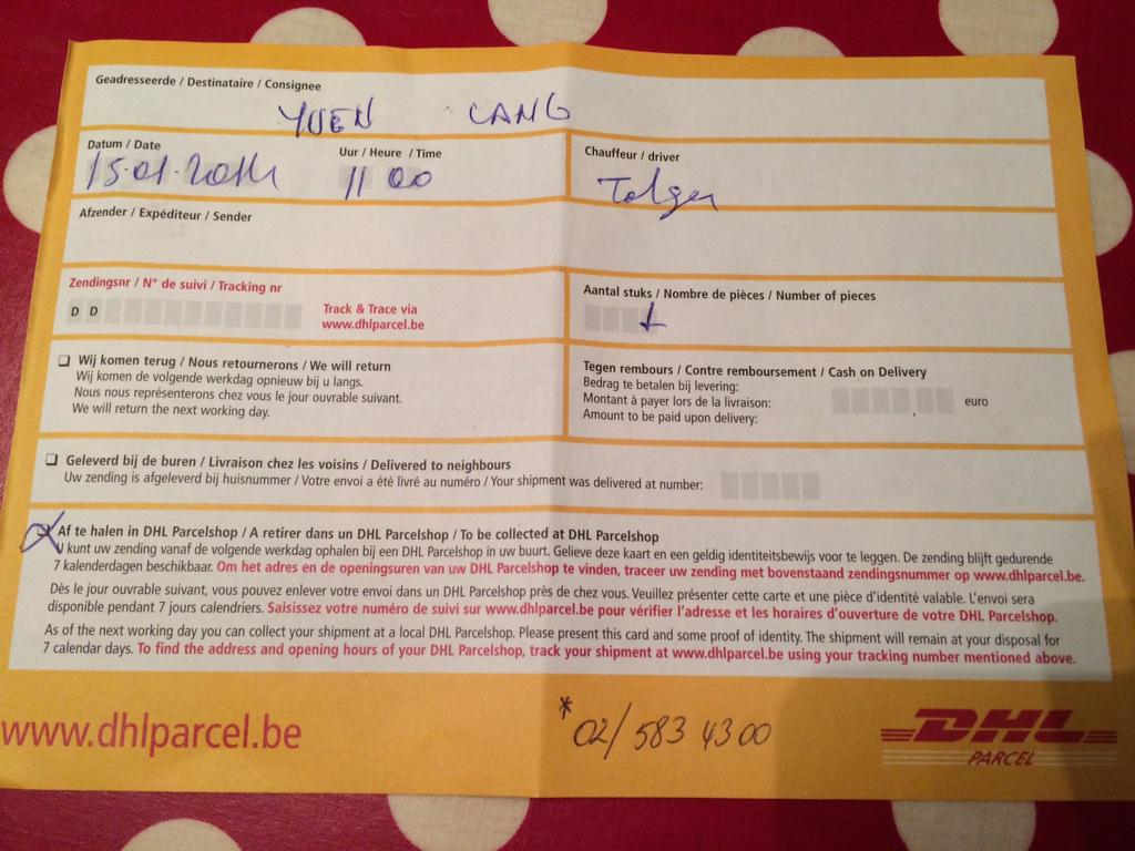 En dan vind je dit in de brievenbus. Dank voor de geweldige service. #fail #DHL #geentwitteracountgevonden