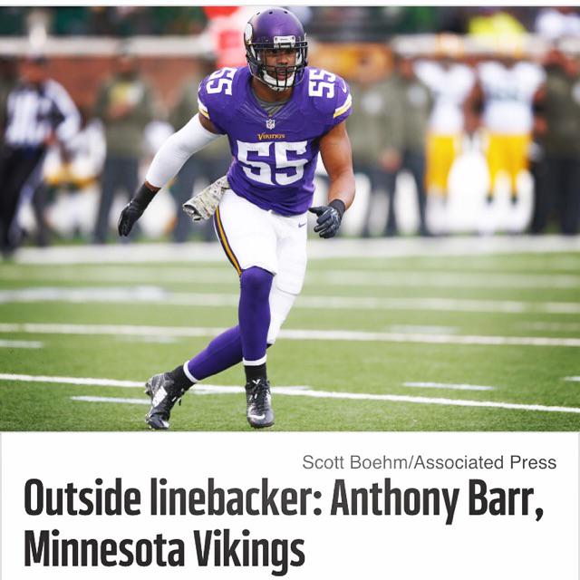 AnthonyBarr's tweet photo. blessed to be named to this years all rookie team. cant wait for next year! #nfl #vikings #5ive5ive http://t.co/Gl3UtqhmDE