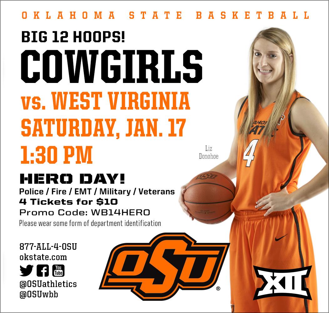 OSUPromos's tweet image. Police/Fire/EMT/Military/Veterans @OSUWBB is hosting HERO Day this Sat vs. WVU @ 1:30pm. 4 tix for $10! #okstate