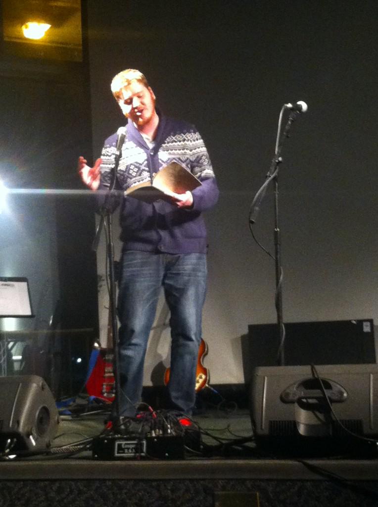 SGAHuntington's tweet photo. Kody Hope brings the first non-musical act - "An Emotional Appeal for Pancakes" #JTermJam http://t.co/LhSi7rUfDg