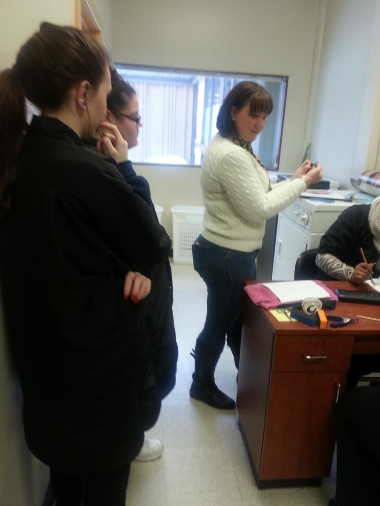 Skills USA nail care run off. Sue Carman from Volpe nails working with our students