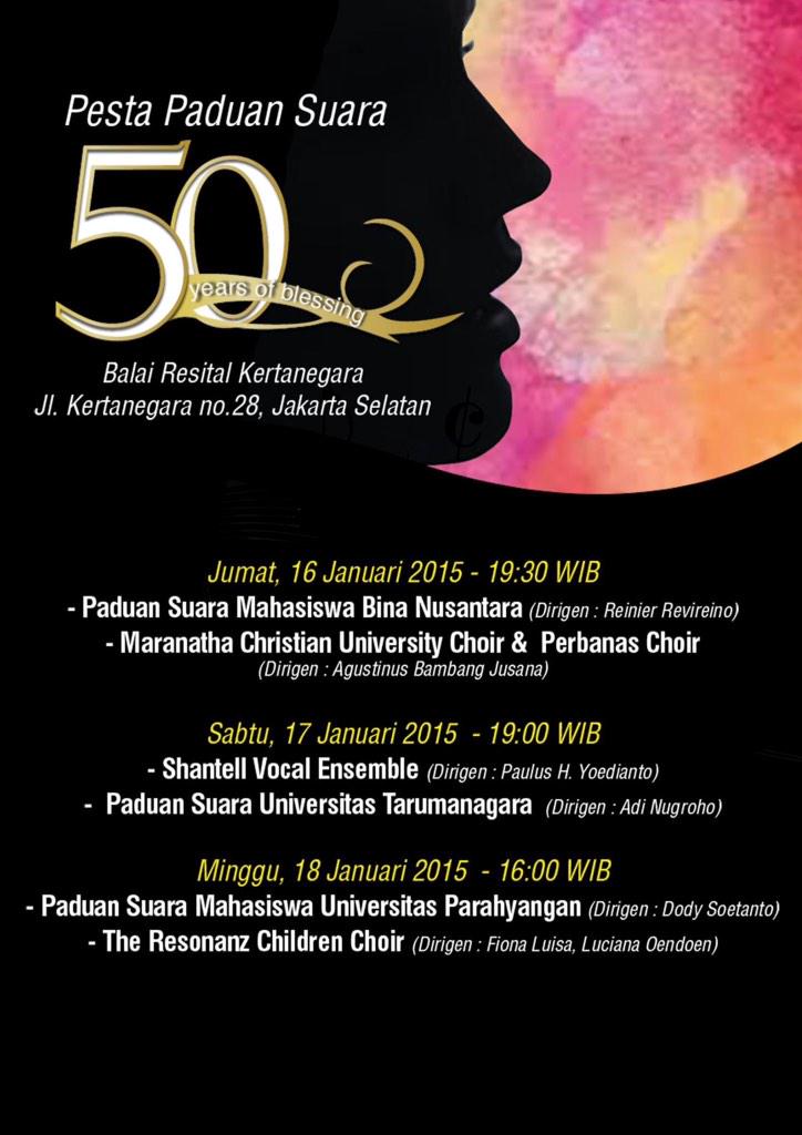 Jangan lewatkan! Pesta Paduan Suara @ Balai Resital Kertanegara yang dimulai pada hari ini hingga hari minggu besok.