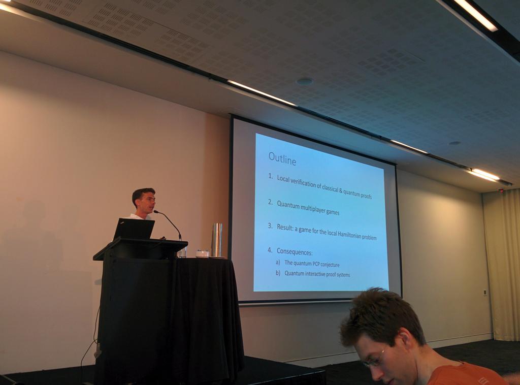 mickbremner's tweet photo. Thomas Vidick on local Hamiltonians and multiplayer interactive proofs #QIP2015 http://t.co/sG1FV5p000