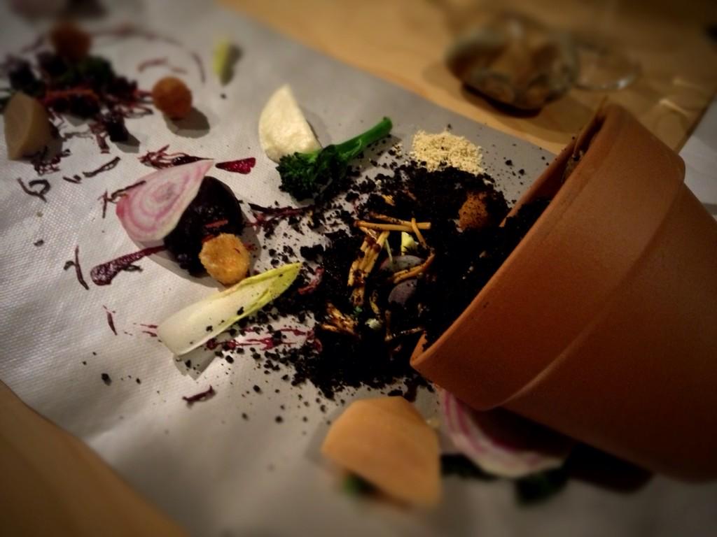 ribot's tweet photo. Amazing food featuring soil and beetroot #plateless http://t.co/GgojweaGXS
