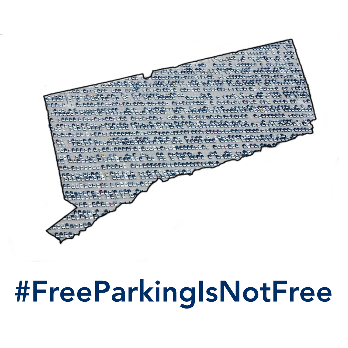 NoMinParking's tweet photo. This is the estimated size of the US parking supply…roughly equal to the area of Connecticut. #FreeParkingIsNotFree http://t.co/vtXUymJFg3