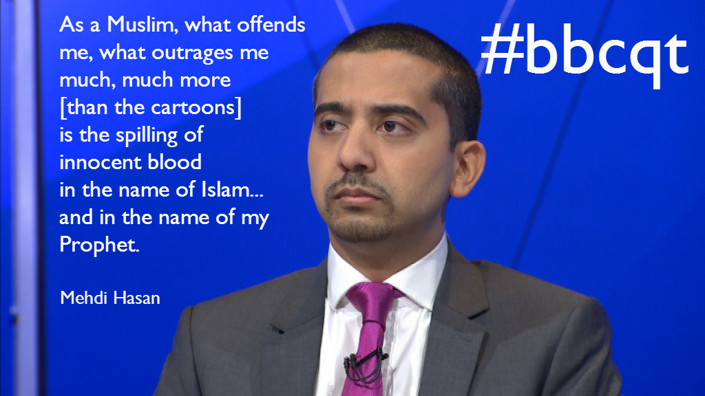 bbcquestiontime's tweet photo. Mehdi Hasan on the #CharlieHebdo cartoons. http://t.co/MVIn1hlmon