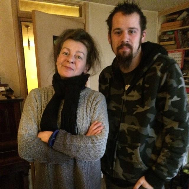 MolassesM's tweet photo. #theSlits bassist #TessaPollitt and #slitsdoc assistant cameraman Michael Frenz #HTBH #punkyreggae #womeninpunk http://t.co/2jw0vmLIIR