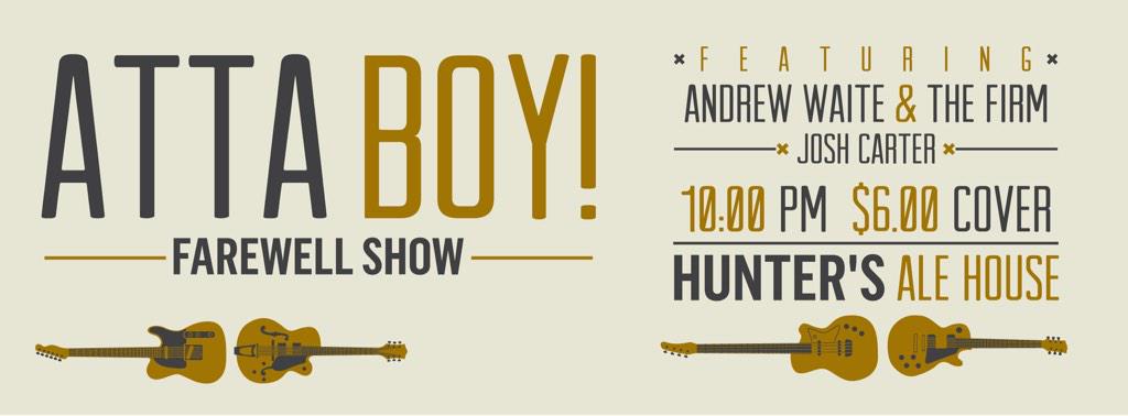 Hit up new-look <a href="/HuntersPEI/">HuntersPEI</a> TOMORROW for our farewell, with Andrew Waite &amp; The Firm and Josh Carter of <a href="/WeAreCoyote/">Coyote</a>!