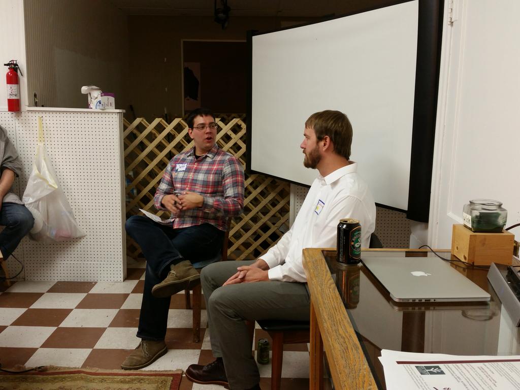VergeBtown's tweet photo. Hearing from @sansumbrella about freelancing tonight. Great fireside chat! #btown #startups http://t.co/WIrKsUyU0h
