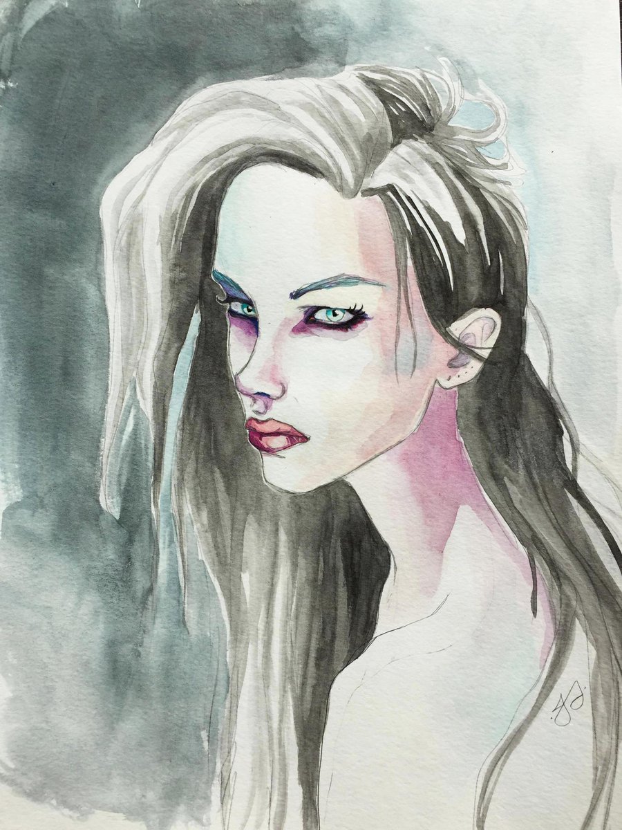BeJulesArt's tweet photo. Don't mess with this #beautifulwoman #art #watercolor #portrait http://t.co/aLvsvDShWg