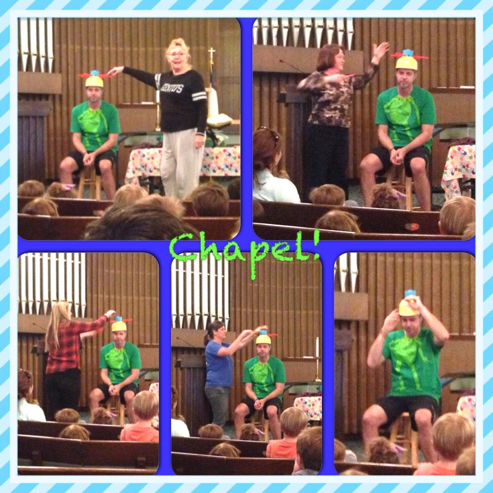 YLUMCPS's tweet photo. #Pastor Greg entertained us in #chapel today with a game that helped us learn about #baptism! #preschool #yorbalinda http://t.co/Vfg6PnYL3q