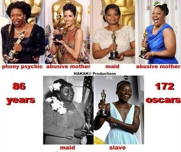 2 abusive mothers, 2 maids, one fake psychic &amp; a slave = Best Performances by Black women? 
#OscarsSoWhite