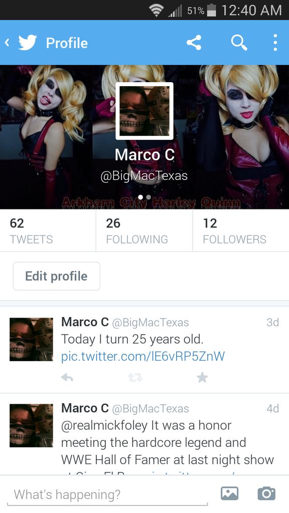 BigMacTexas's tweet photo. @MargieZGKETA just put my new background. I love your Harley Quinn cosplay^-^ http://t.co/QDzrs60FJW
