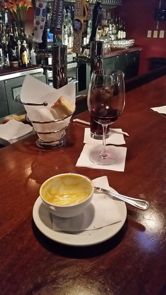 EpsteinAndrea's tweet photo. Acorn squash bisque gone so yummy @bleuolivebistro with @JasonNCNC and @jamesleenc http://t.co/anCVSHkCma