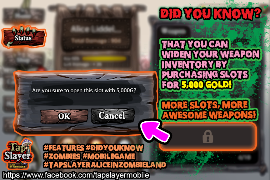 TapslayerAlice's tweet image. Want MORE weapons but running out of slots? Check the image to know more about expanding your inventory! #Tapslayer