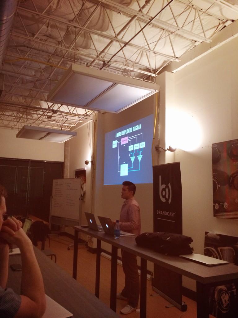 pyramation's tweet image. Jordan Garcia talking about #reactive #javascript and #functionalJS at @brandcastapp