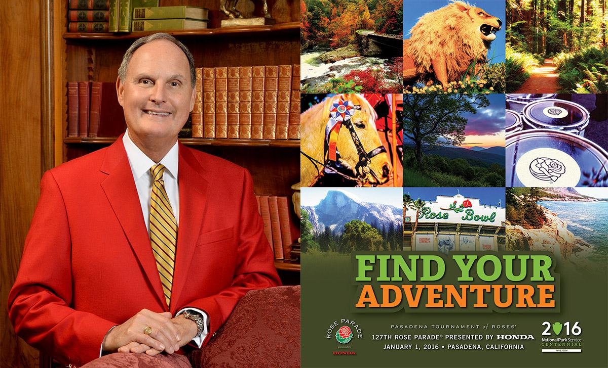 RoseParade's tweet photo. Presenting our new 2016 Tournament of Roses President and 127th #RoseParade theme! More info: http://t.co/HZpyaPxHTA http://t.co/UIDpI0XWe7