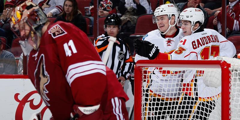 NHLFlames's tweet photo. YOU CAN PUT IT IN THE WIN COLUMN! The #Flames down the #Coyotes 4-1! #CGYvsARI http://t.co/TyDey09O7c