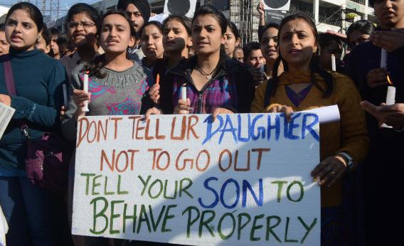 RapeIndia's tweet photo. A protest in India showing how its important to teach young males not to rape rather then women to not get raped. http://t.co/rBNC8jbzXA