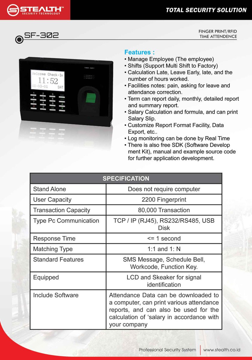 PROMO FINGERPRINT STEALTH SF-302..@ Rp.1.000.000,-..garansi 1 Tahun..Mohon hubungi kami di 083891236581..thanks