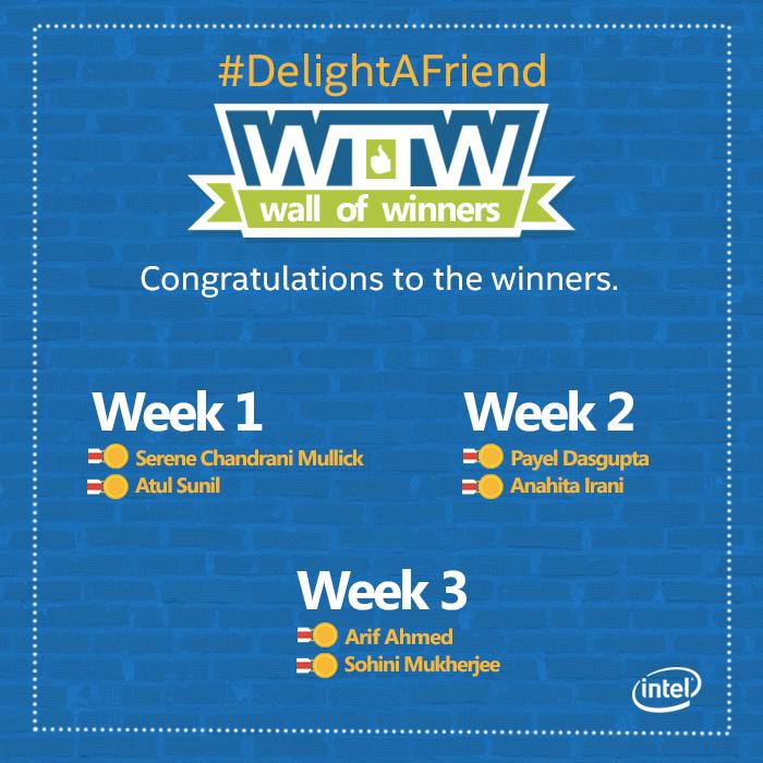 IntelIndia's tweet photo. #DelightAFriend Winners are here. Congratulations!
You have won an Intel powered tablet.
Please DM us your details. http://t.co/LqfaBp8gez