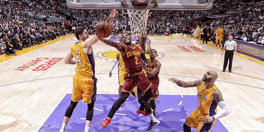 cavs's tweet photo. With a nasty crossover, @KyrieIrving goes to the basket for the athletic finish. WATCH: http://t.co/NqYOtzAxF0 http://t.co/5oRiroimaw
