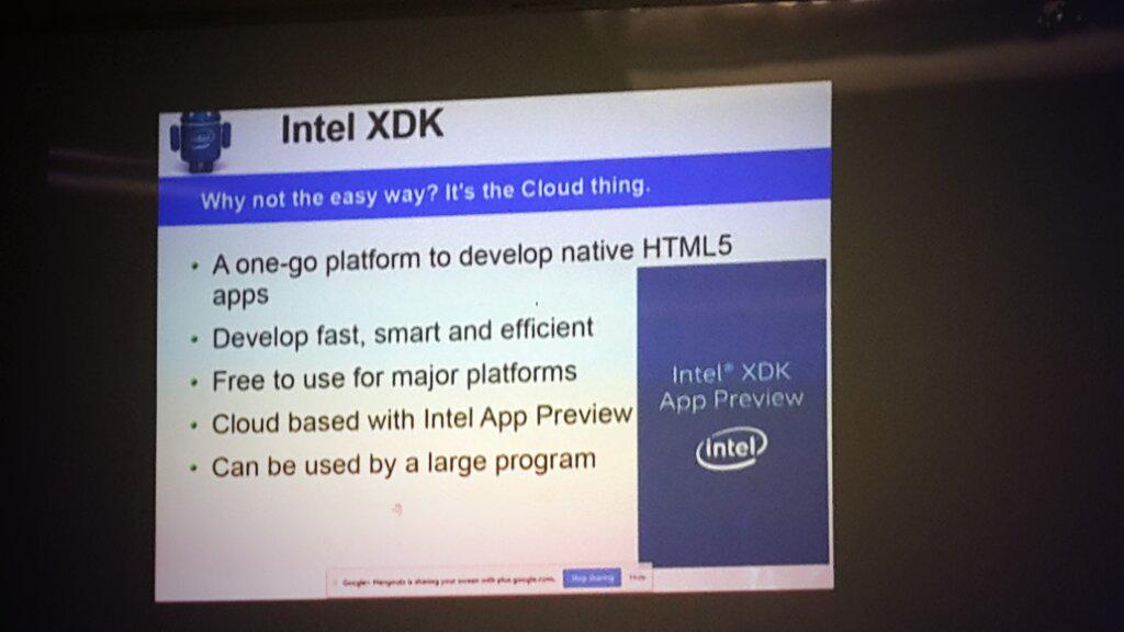 GDGPta's tweet photo. @TiyaniTee giving an intro of Intel XDK http://t.co/9zGRXPXfPa