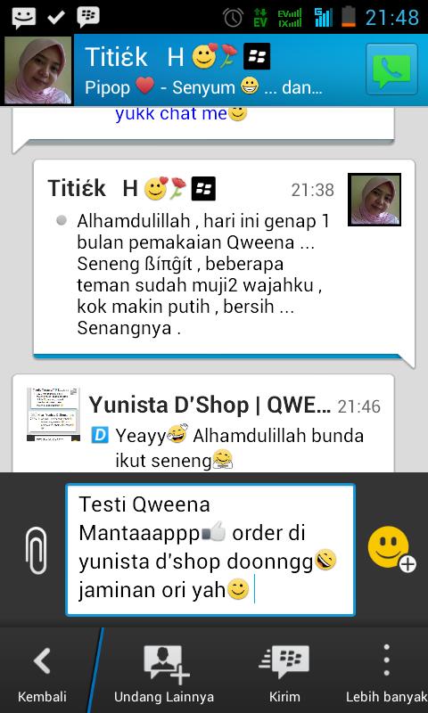 NisaQweena's tweet photo. Wajah putih sdh pasti, bersih bebas jerawat hny dgn Qweena😉 spa yg mw spt bunda titiek ? Chat me @iklankularis http://t.co/Z84Vlwjk0k