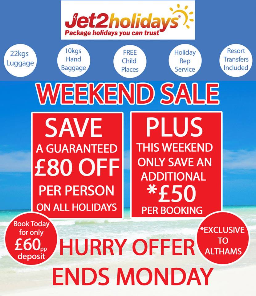 AlthamsAcc's tweet photo. http://t.co/9ZzJUHJAaI
JET2 SALE WEEKEND
 16TH JAN 15 - 19TH JAN 15 http://t.co/0Thdw2BuqW