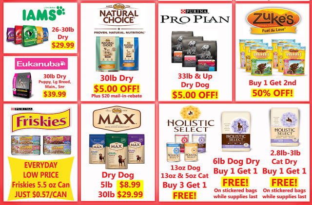 Iams, Purina, Friskies -- we've got all the best brands on sale in our store right now!