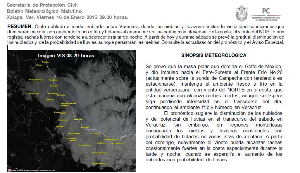 spcver's tweet photo. #BoletínMeteorológico matutino p/ #Veracruz donde el ambiente es frío, nublado y húmedo, el sábado cambia el tiempo. http://t.co/hM8TUrNrdB