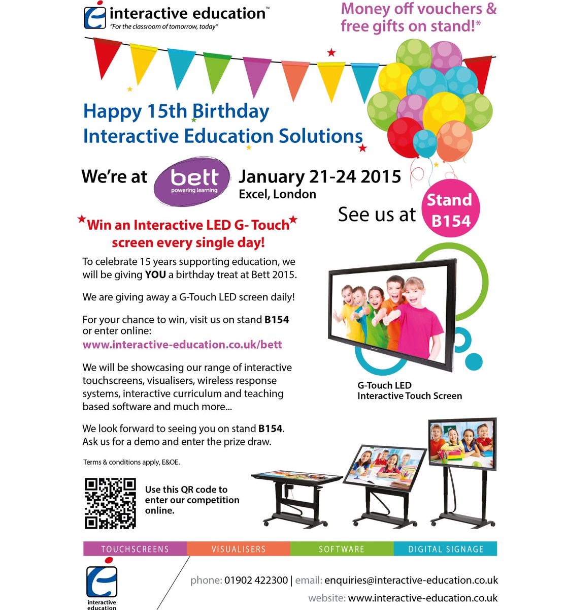InteractiveEd's tweet image. See us @Bett_show stand B154 for a chance to win a G-Touch screen or register online goo.gl/tzwAeP